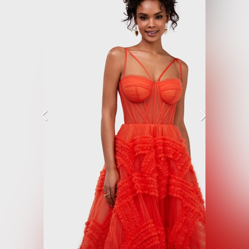 Milla Tangerine Tulle Ornament Maxi Dress - Picture 4 of 6